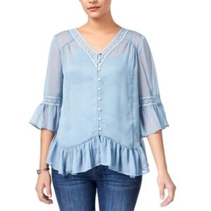 STYLE & Co. CROCHET RUFFLED BLOUSE